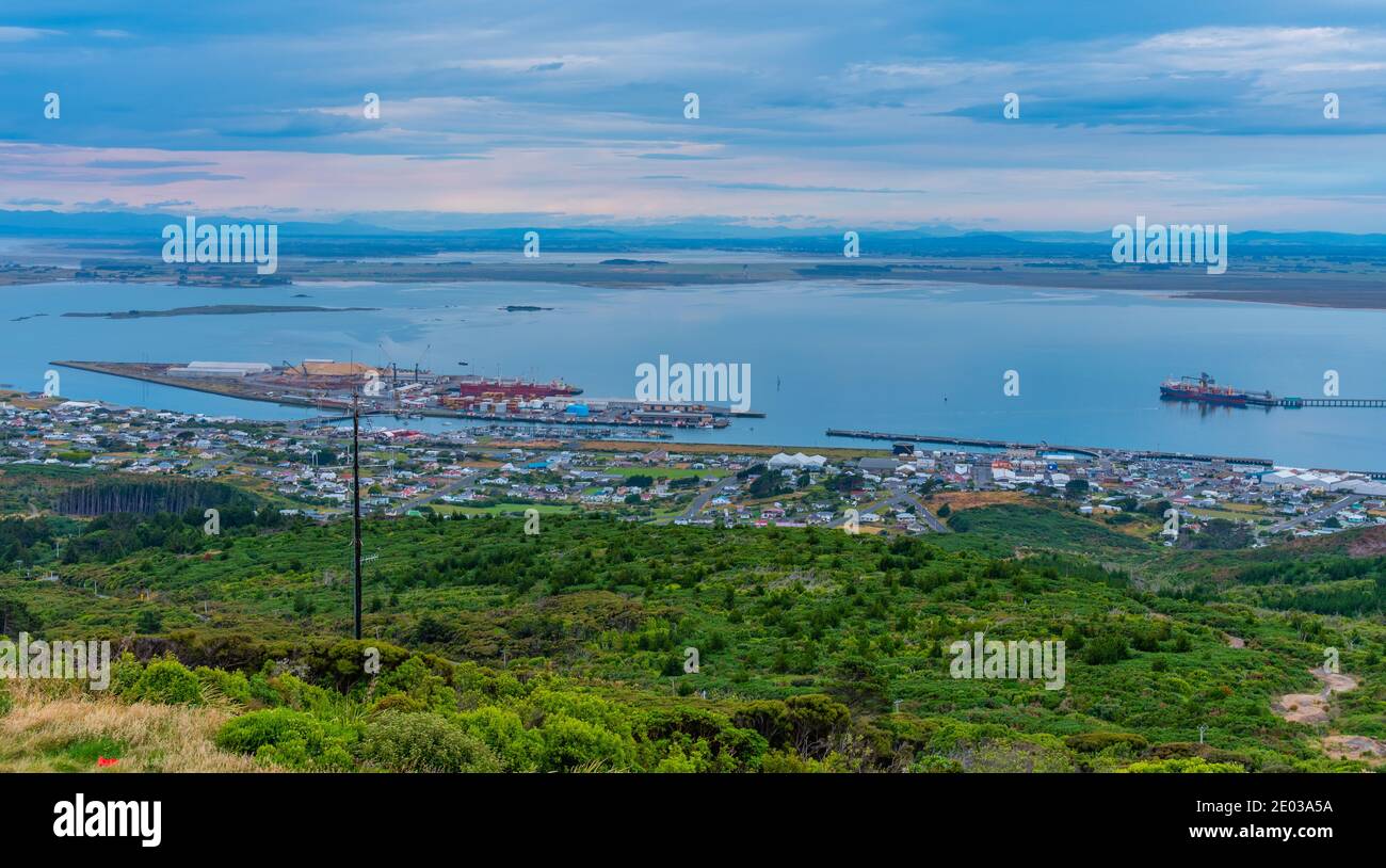 Aerial view of Bluff town in New Zealand Stock Photo Alamy