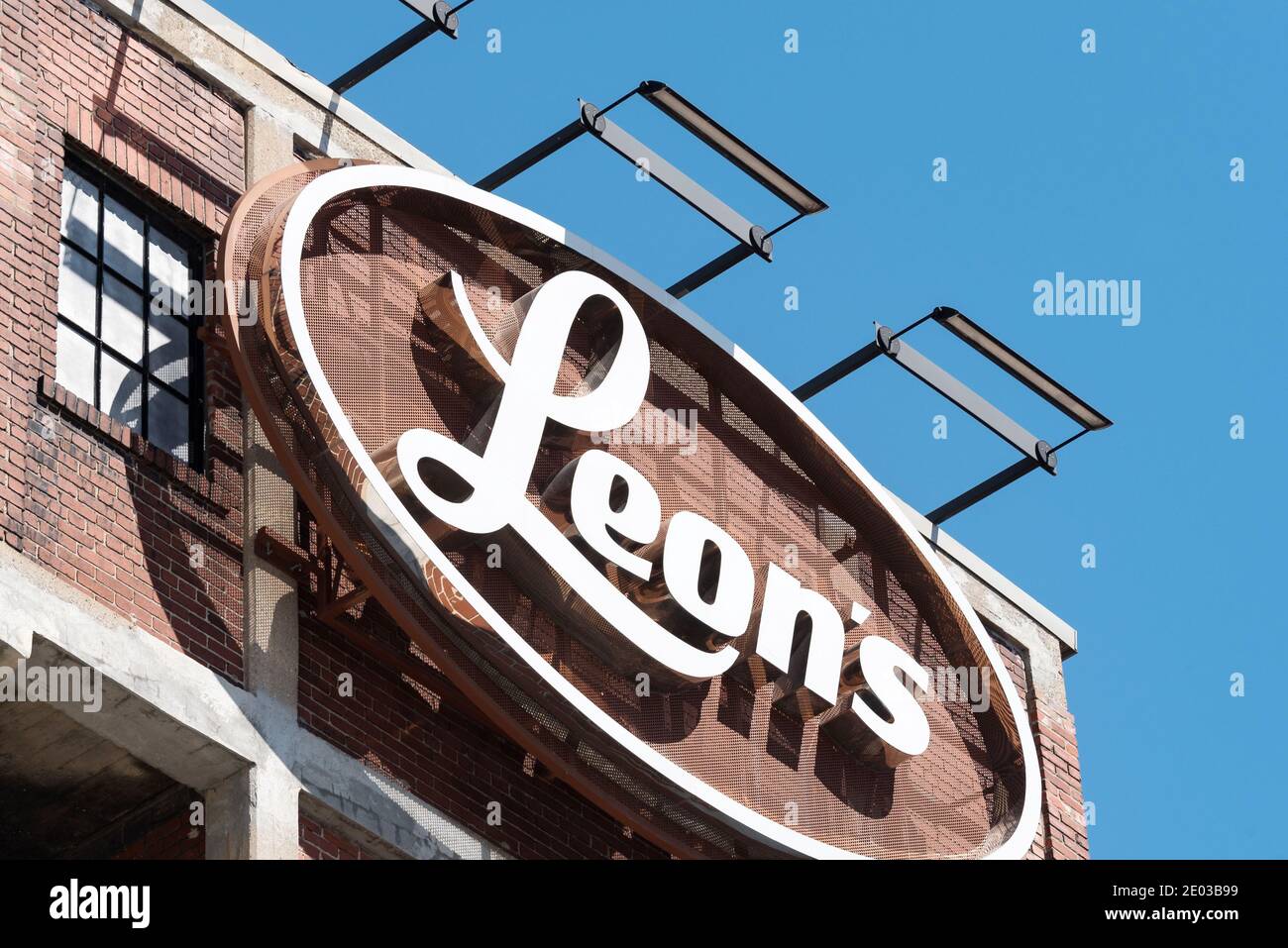 Leon's Store sign in the water tank of the Railway Museum in downtown