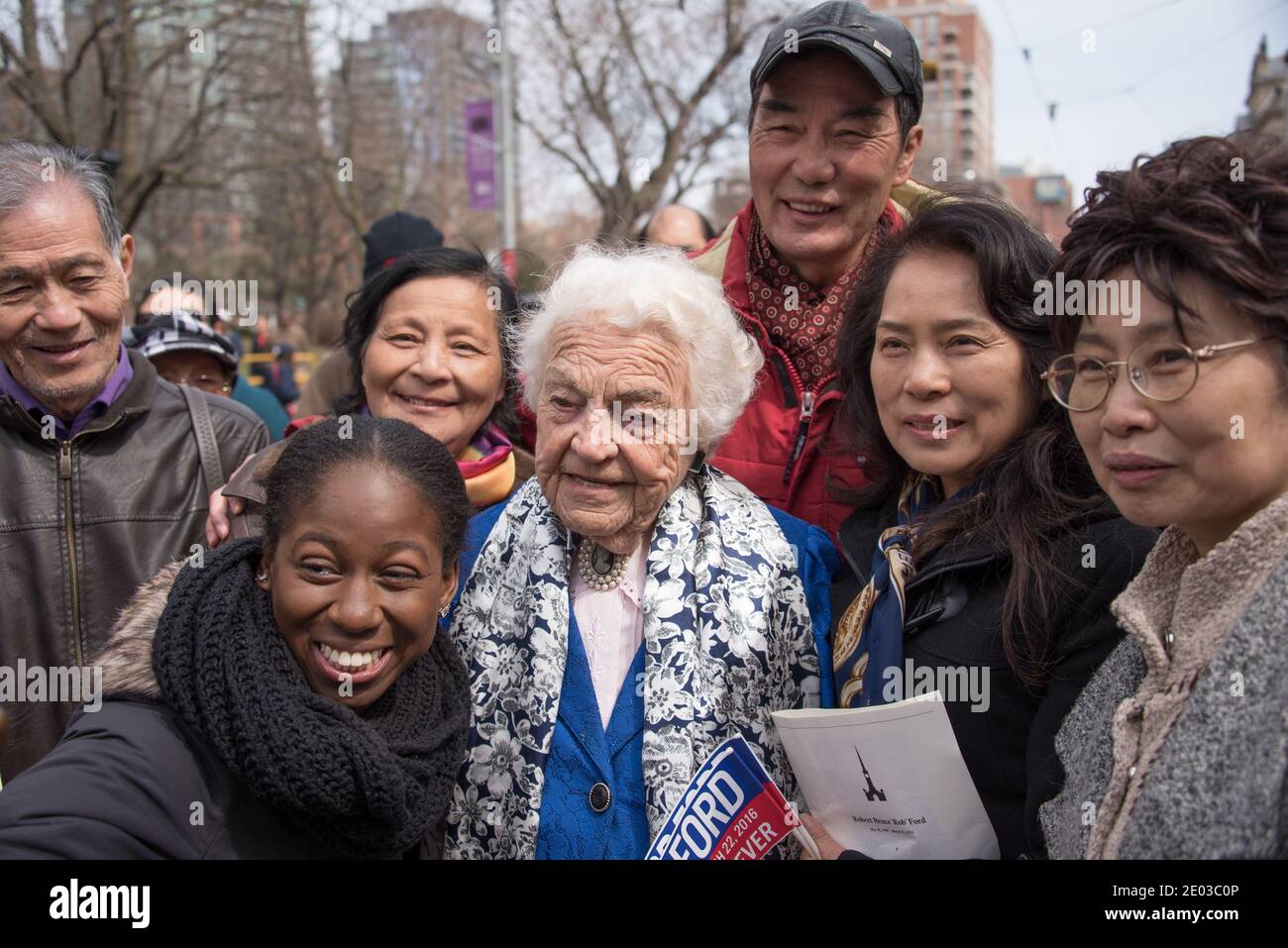 Hazel McCallion with the general public during the Rob Ford funeral