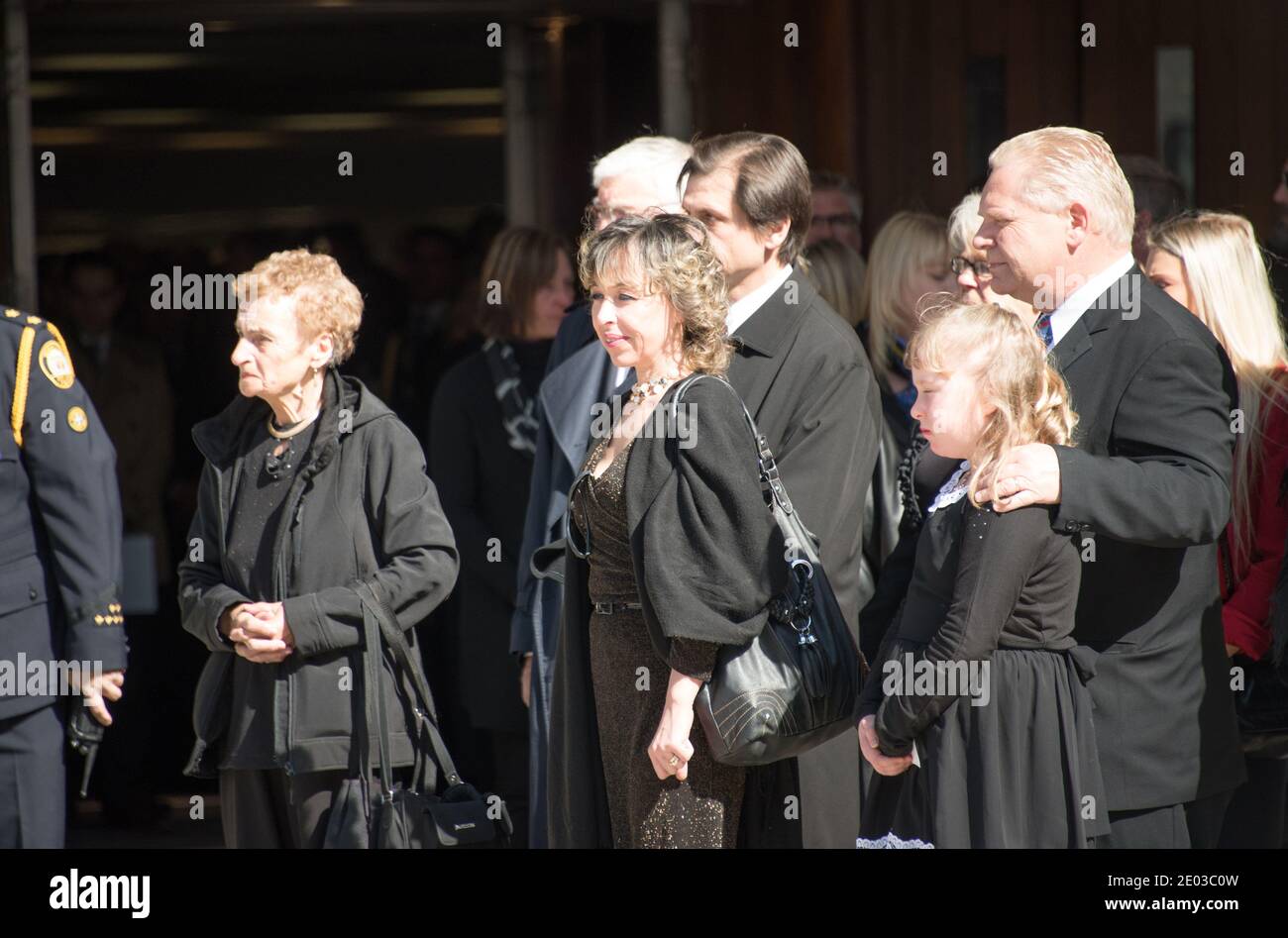 Rob Ford family including wife Renata, brother Doug and daughter Stephanie.Rob Ford, former Toronto Mayor, funeral scenes. The procession walked from Stock Photo