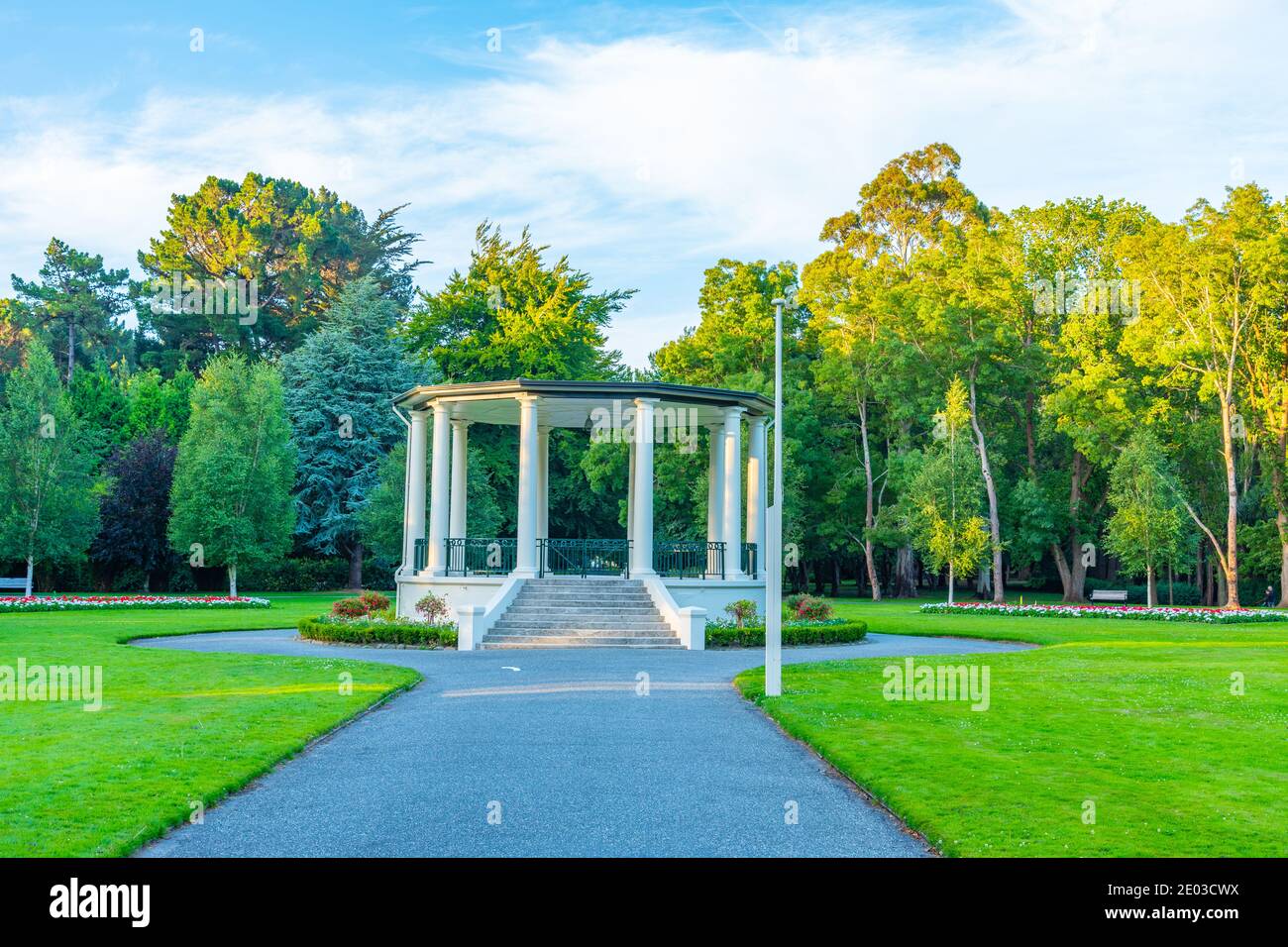 White pavilion at Queens park in Invercargill, New Zealand Stock Photo