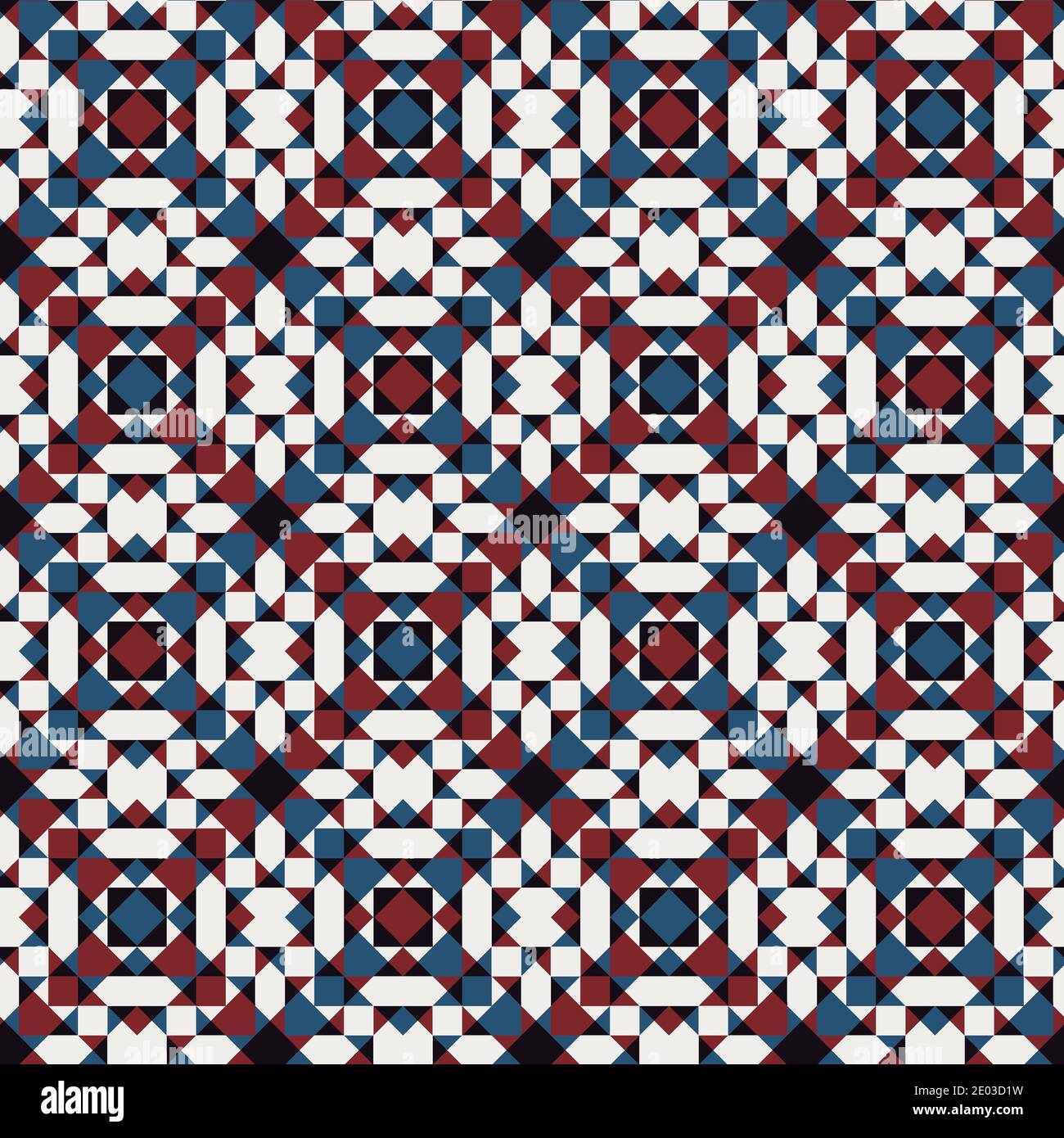 Seamless geo pattern in red blue black white Stock Photo - Alamy
