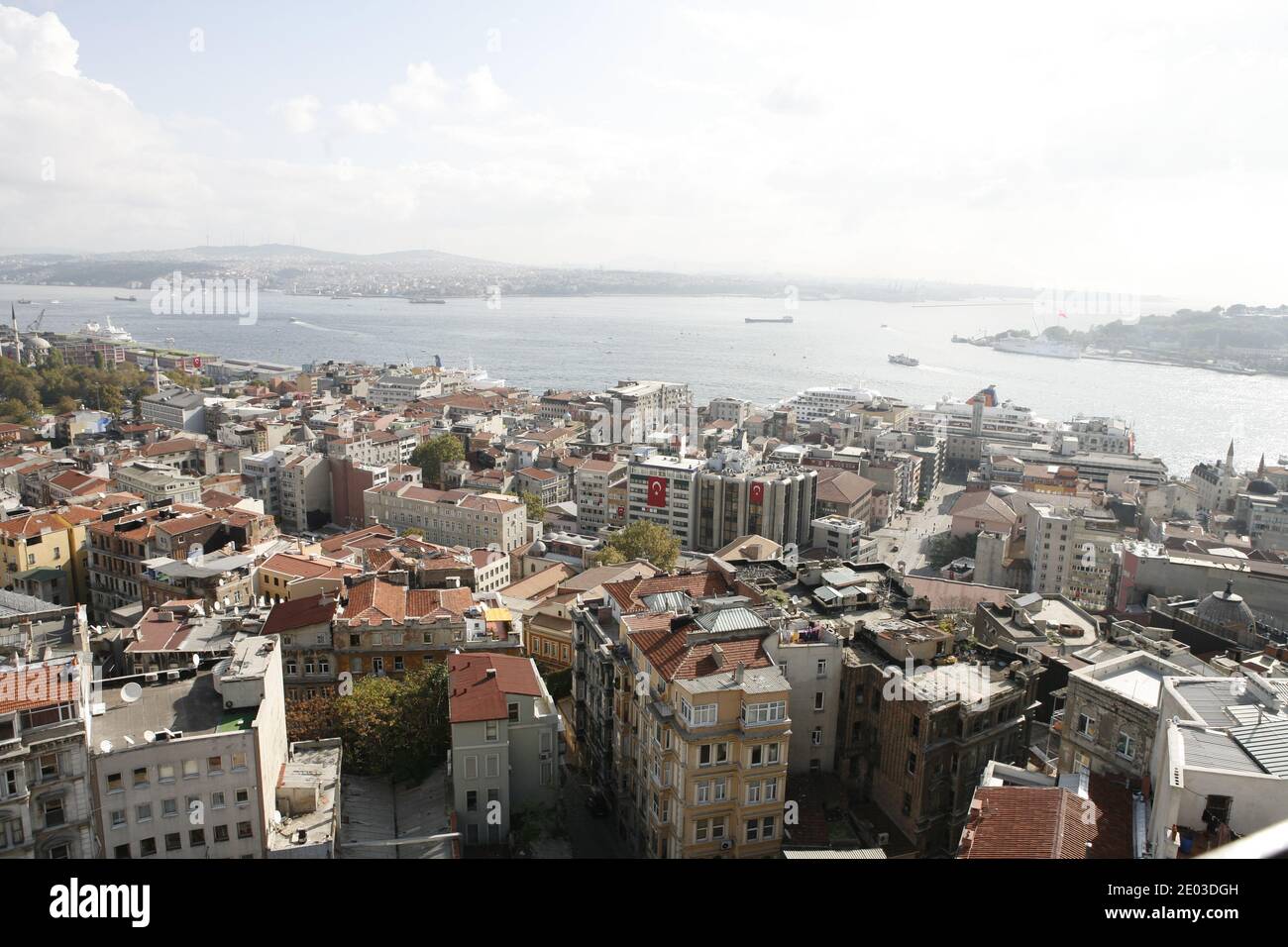 Istanbul Cityscape With The Bosphorus Strait Waters And Landscape ...