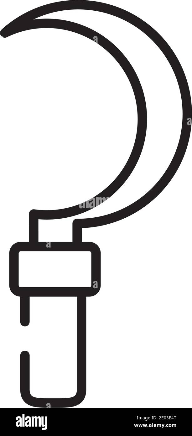 harvest sickle icon over white background, half line style, vector
