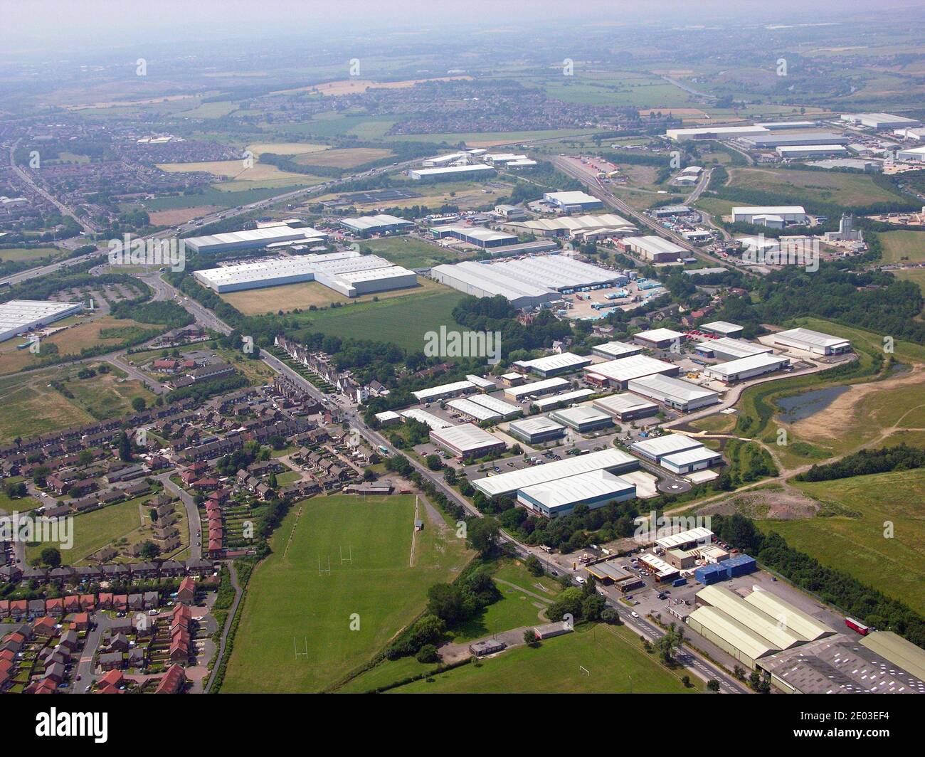 aerial view of WhitWood Enterprise Park and other industry in the Normanton Castleford area, West Yorkshire (this taken in 2006) Stock Photo