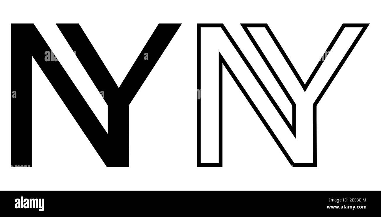 NY new York year logo 2021, vector of two merging letters NY, NY symbol of the year new York, for print and advertising Stock Vector