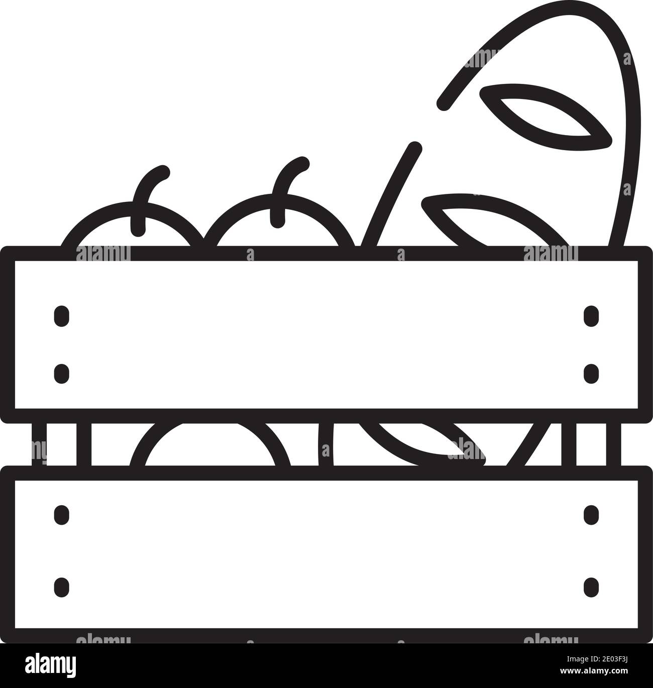 Half Line Box Line wooden box with fruits and bread over white background, half line style ...