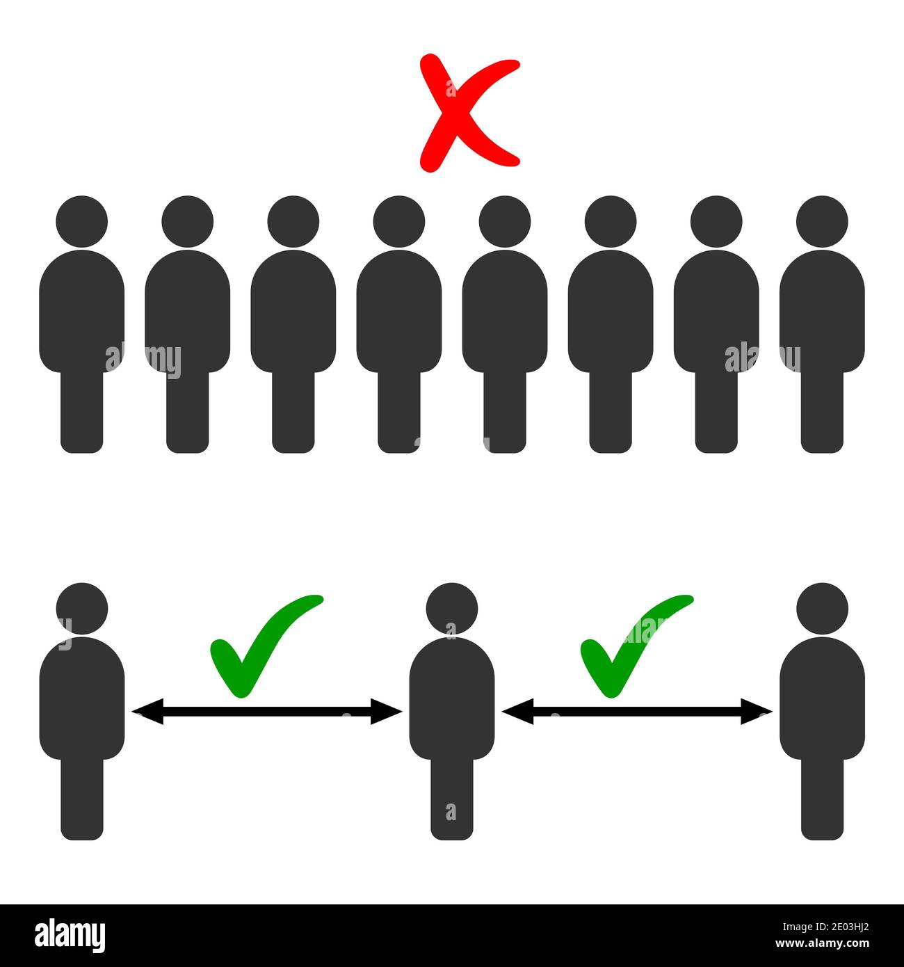 Social distancing. Keep a safe distance, vector icon sign to contain flu epidemic coronavirus. Coronavirus pandemic, epidemic disease. Stock Vector