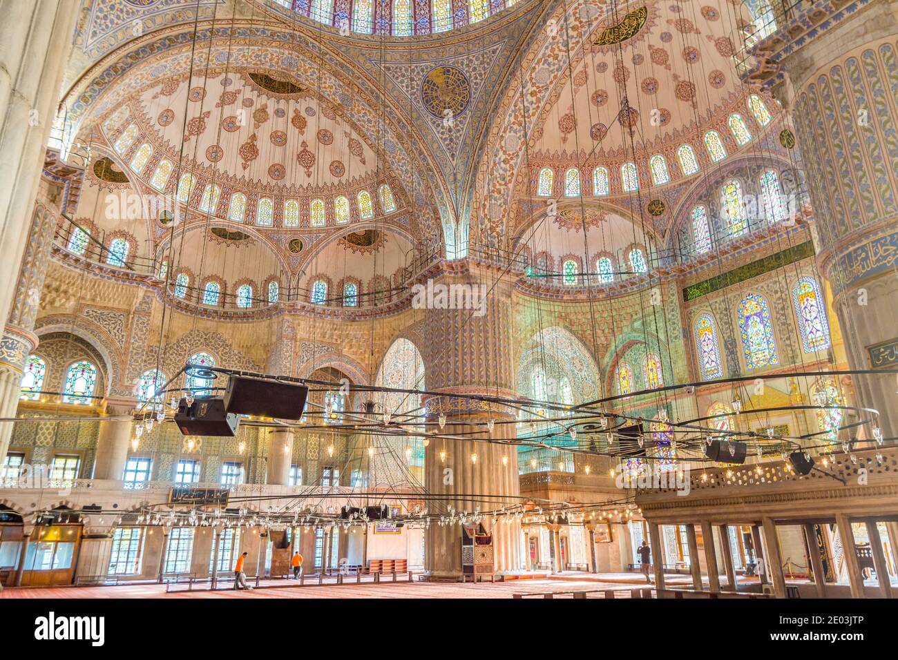 Interior decoration of blue Mosque also called the Sultan Ahmed Mosque ...