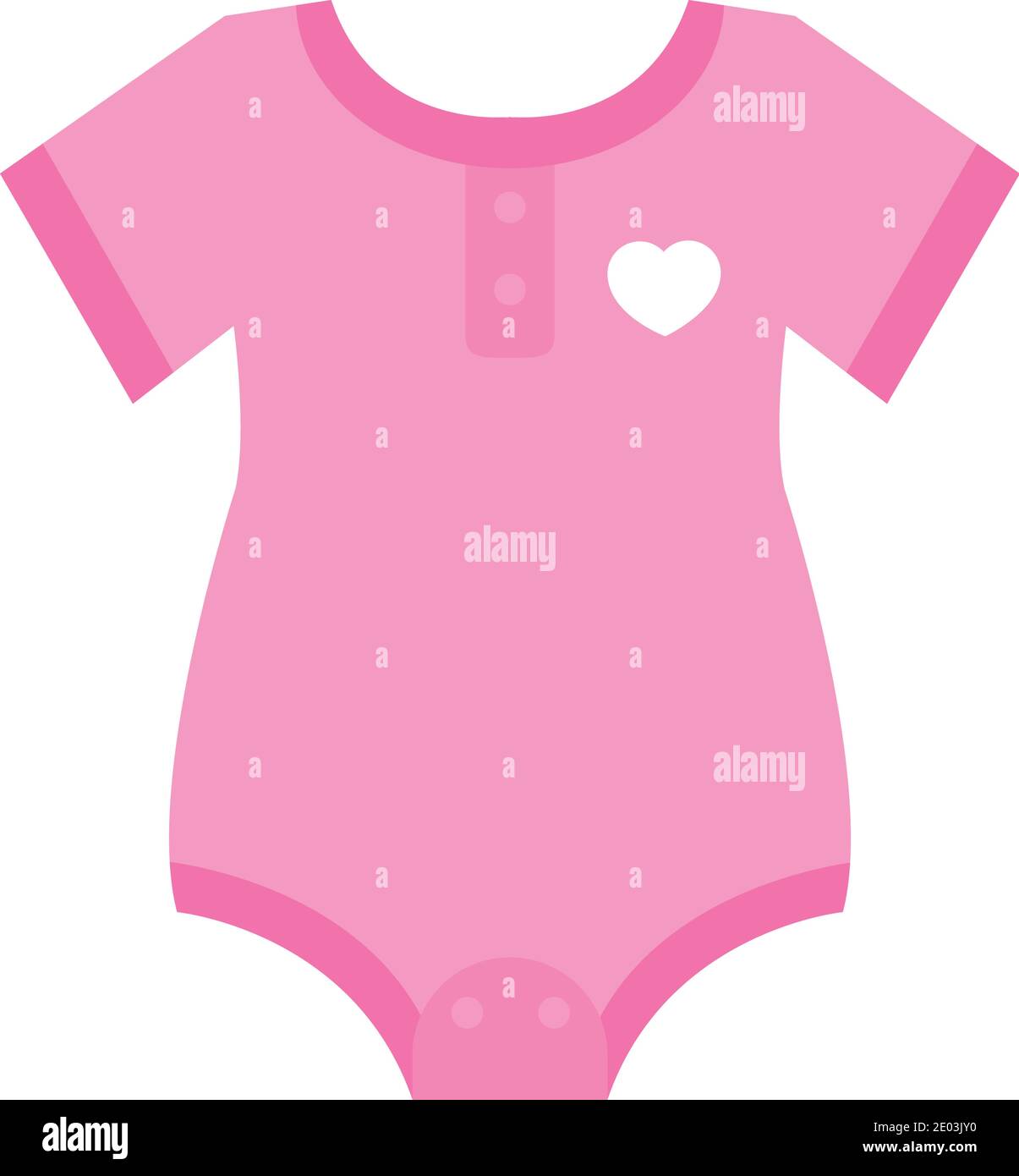 pink baby clothing with heart icon over white background, flat style ...