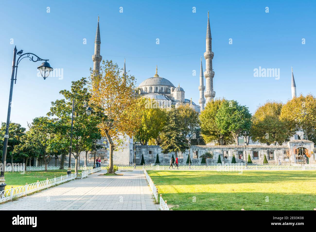 Tourists visiting Blue Mosque, also called the Sultan Ahmed Mosque or ...