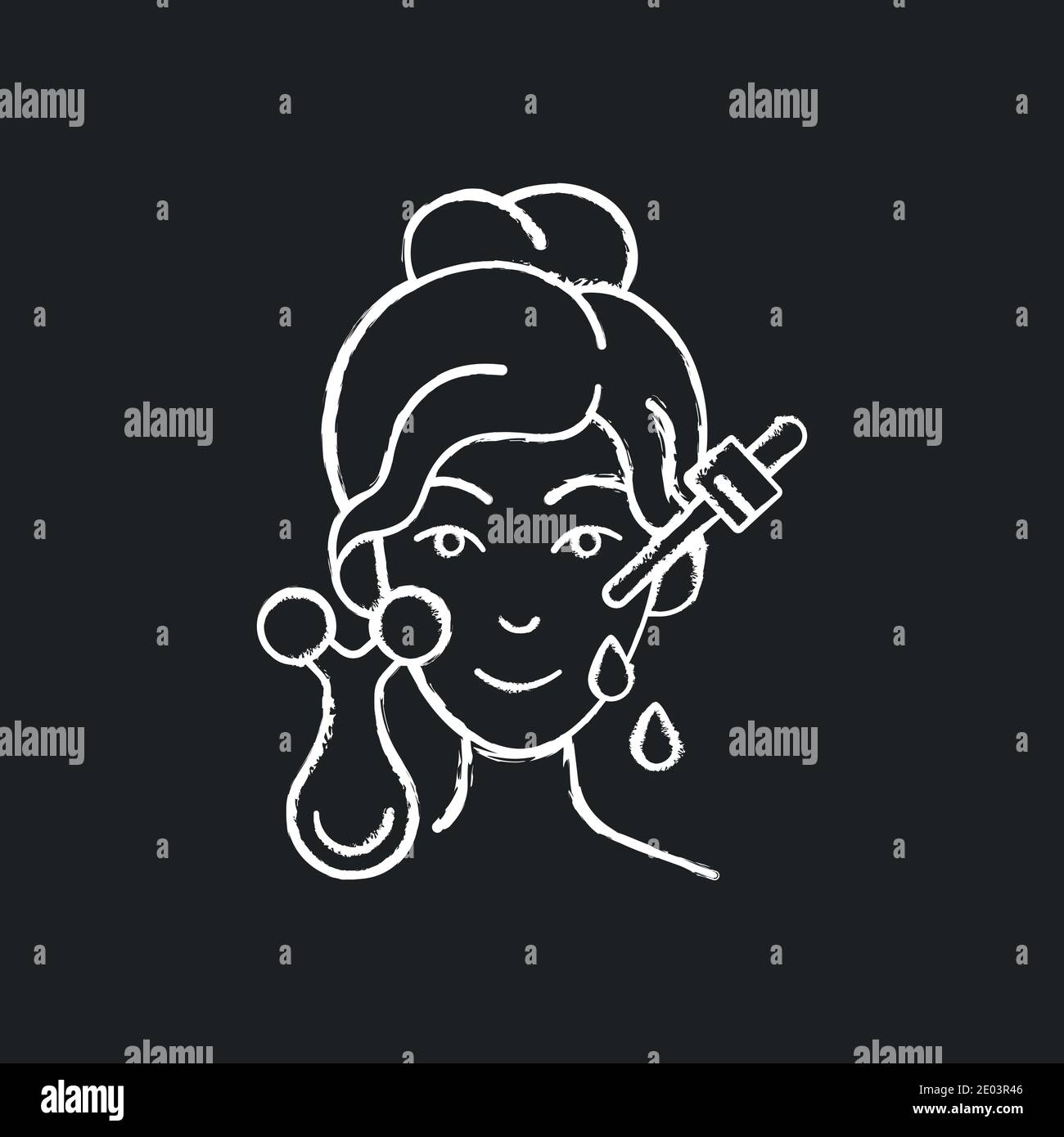 Micro current massager chalk white icon on black background Stock Vector