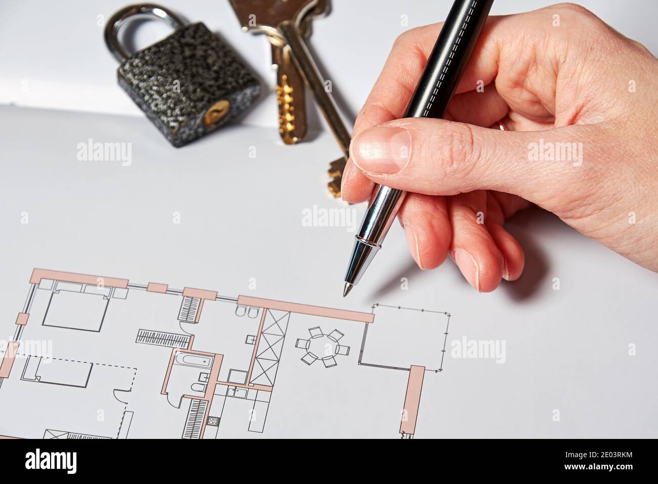 Man hand with a pen sign a real estate deal contract. Concept and ...