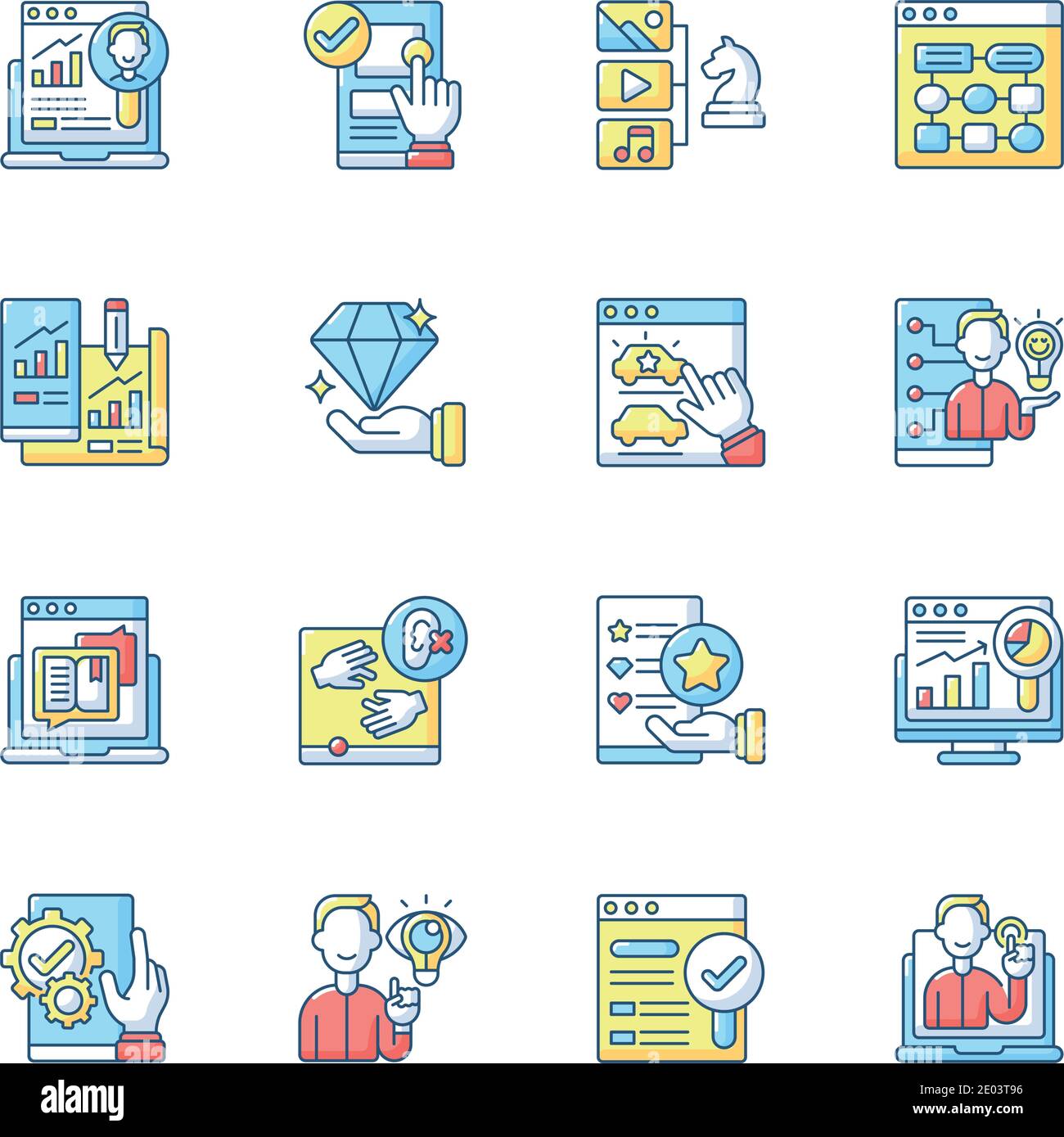 User experience RGB color icons set Stock Vector