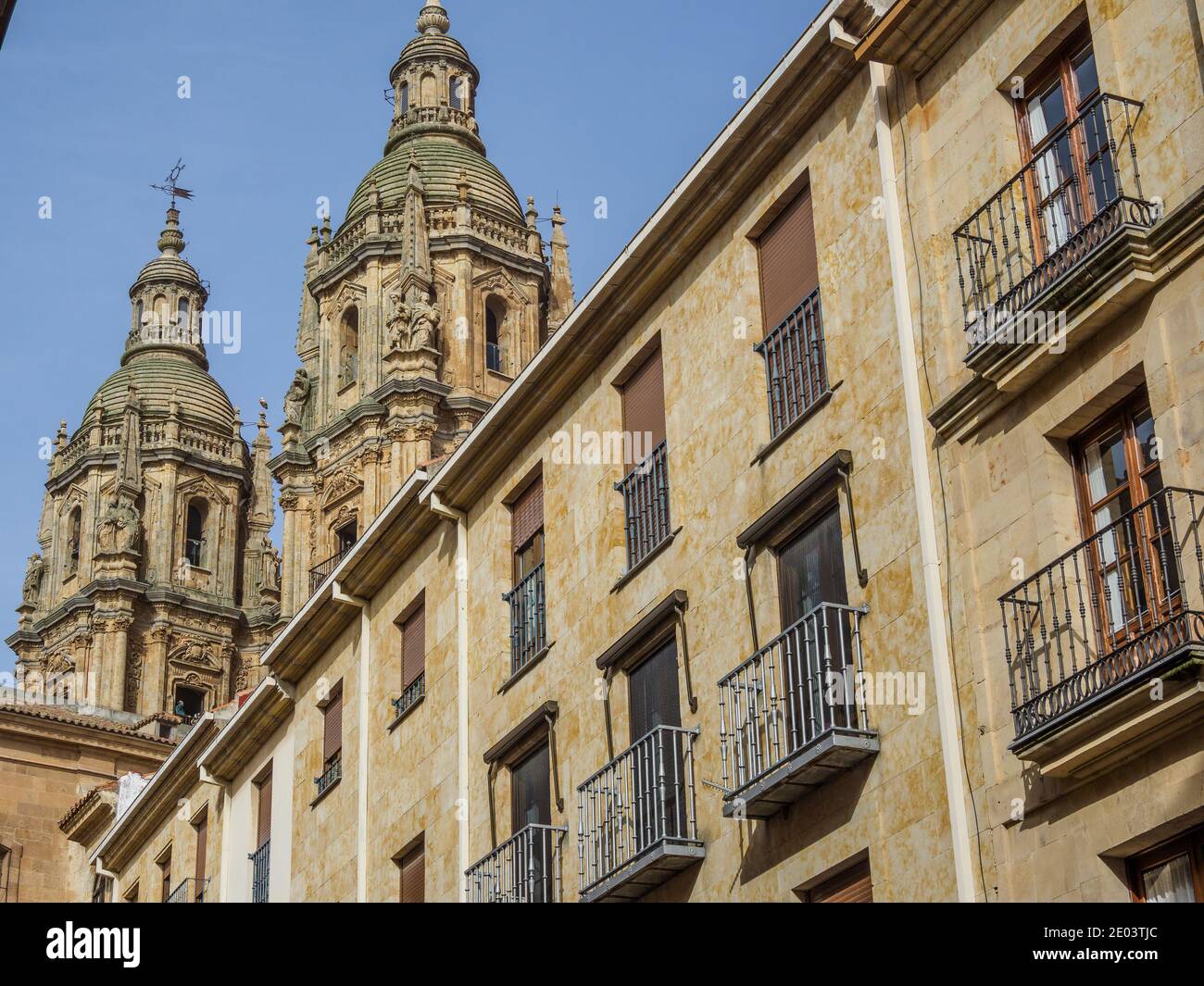 Tourist Sights of Salamanca, Spain, including University of Salamanca & the Roman Bridge Stock Photo