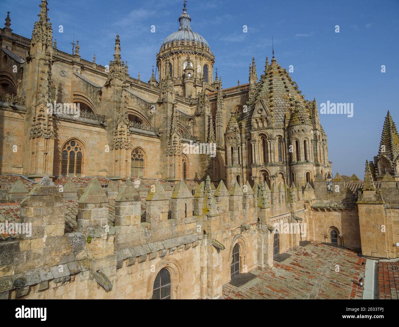 Tourist Sights of Salamanca, Spain, including University of Salamanca & the Roman Bridge Stock Photo