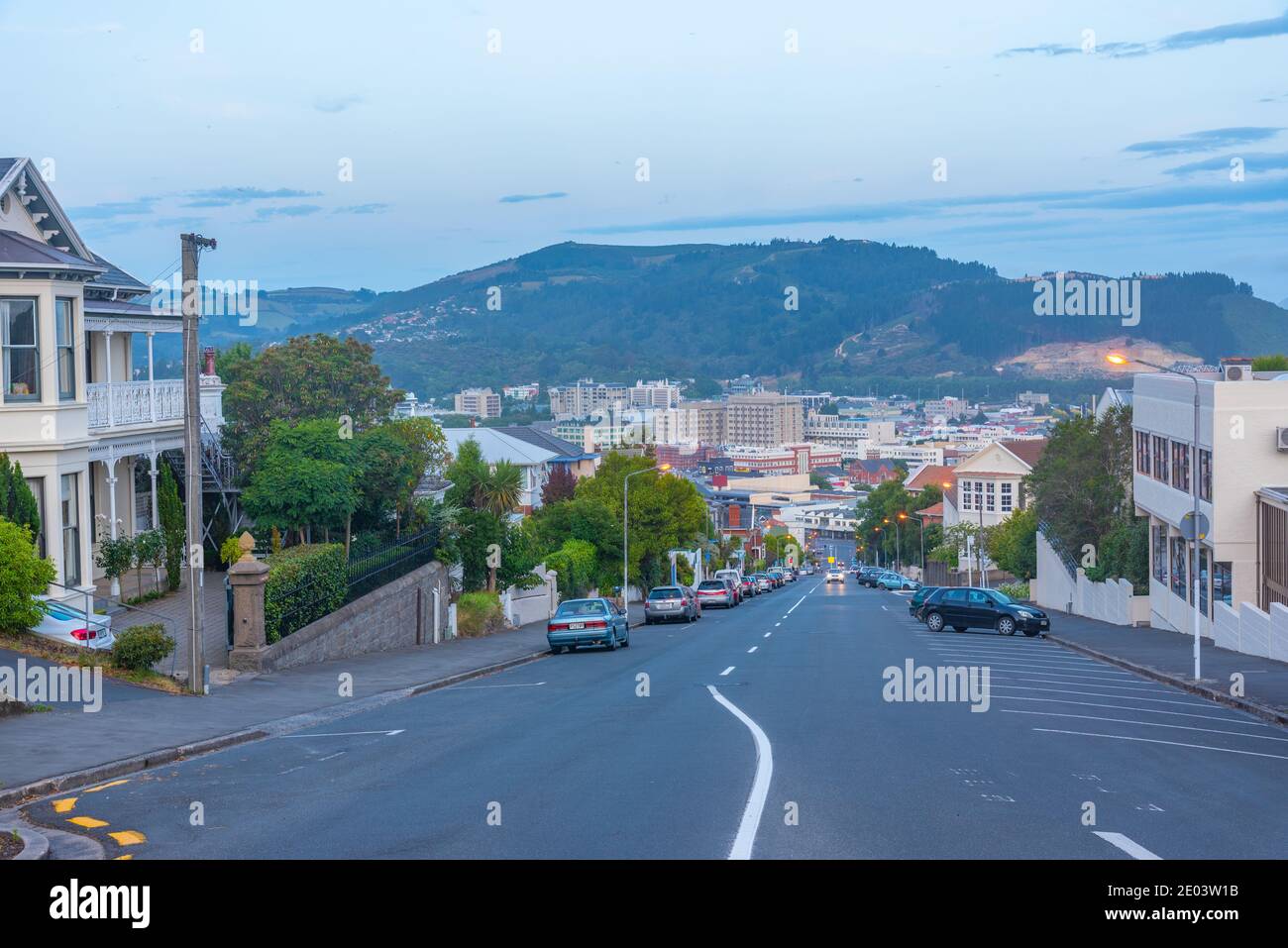 Aerial view of downtown Dunedin, New Zealand Stock Photo
