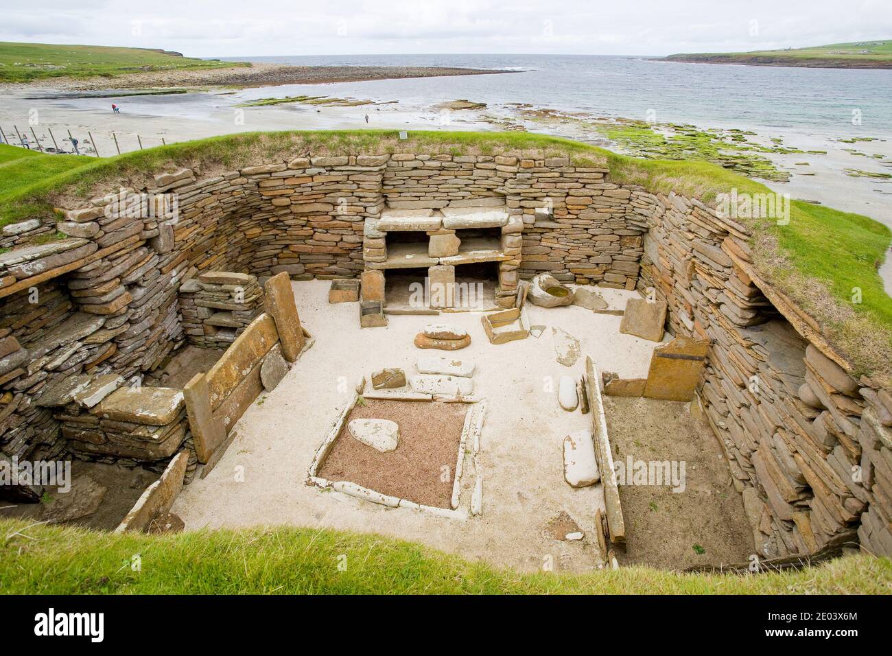 Skara Brae, a stone built Neolithic settlement, located in the Orkney archipelago of Scotland. 3180 BC to 2500 BC. Stock Photo