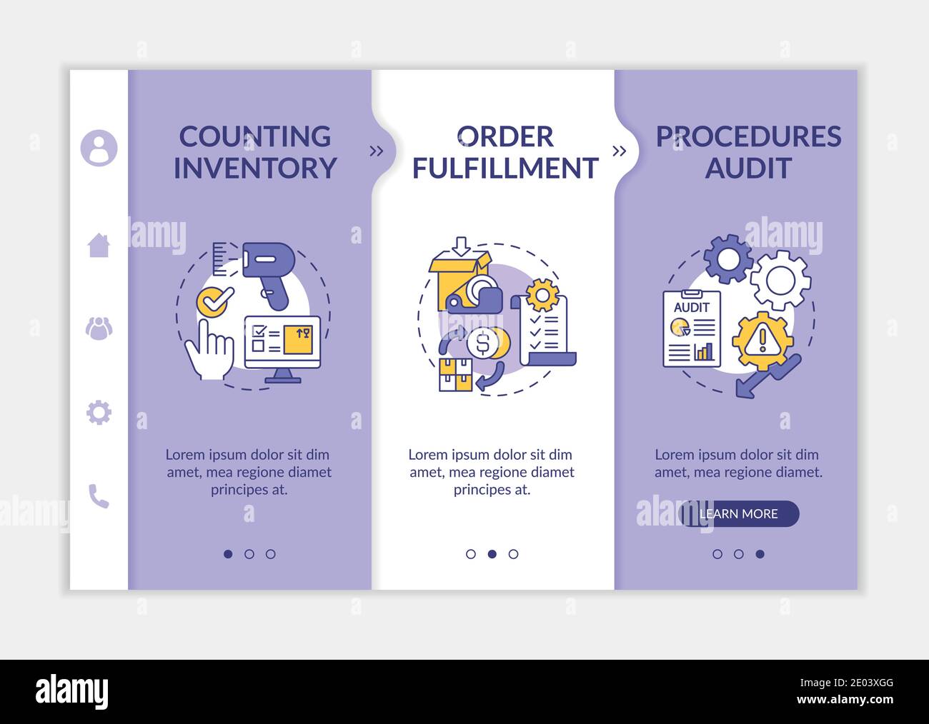 Storehouse procedures audit onboarding vector template Stock Vector