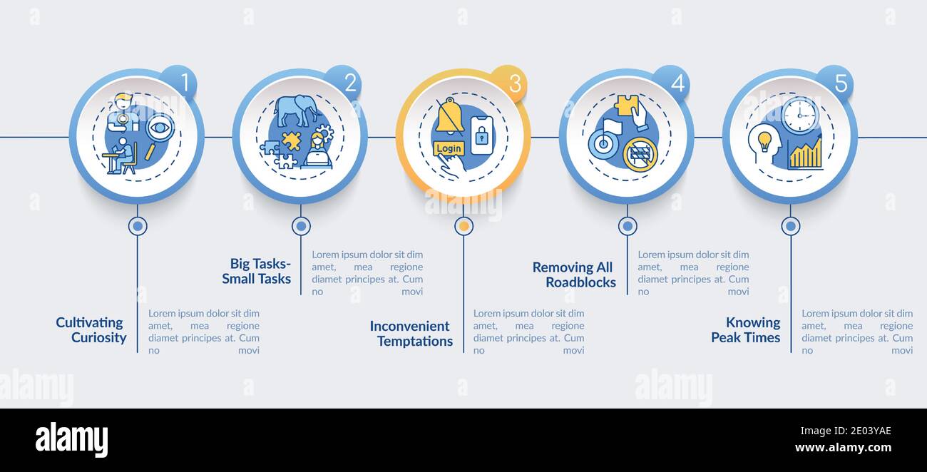 Beating procrastination vector infographic template Stock Vector