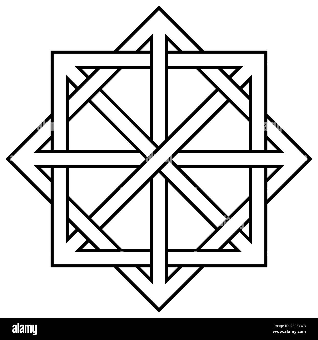 Abstract pattern black backdrop. Intertwined squares. Abstract geometric background. Black frame. Abstract pattern. Intertwined squares Stock Vector