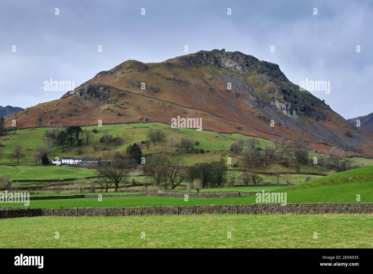 Helm Crag as seen near the Traveller's Rest on the A591 near Grasmere, Lake District, Cumbria Stock Photo