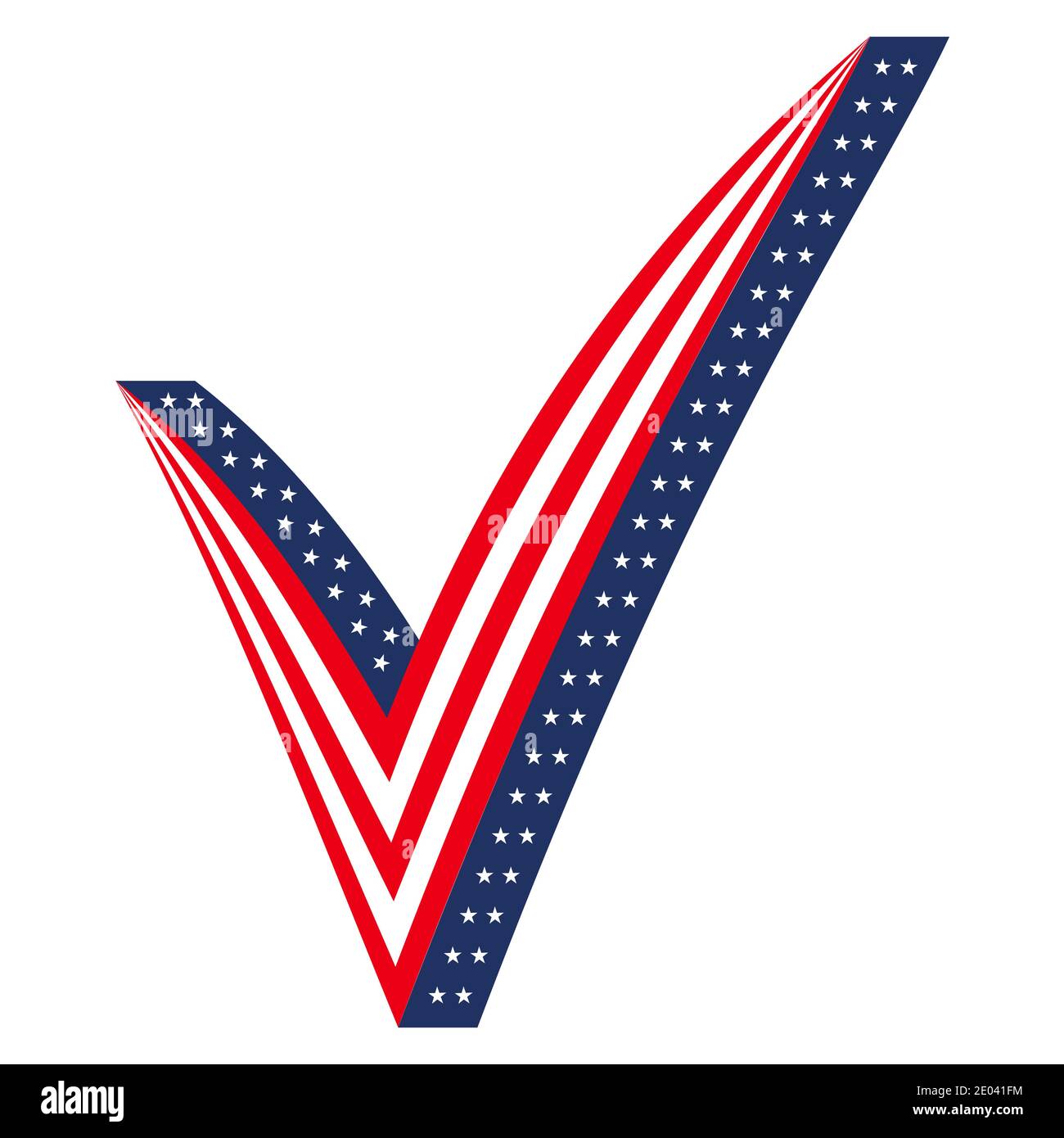 3d check mark stylized as USA flag, icon elections voting President Parliament, vector sign of voting in the elections of 2020 Stock Vector