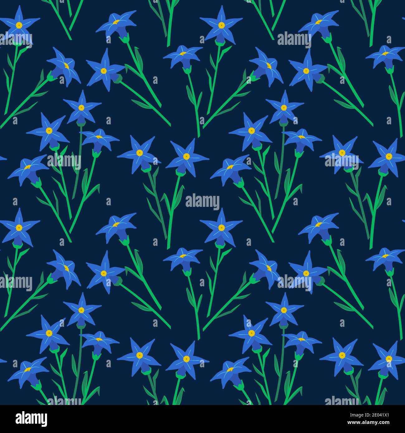 Floral blooms hand drawn vertical vector seamless pattern. Wild flowers blossom on contrast background design element. Nature Botanical decorative ill Stock Vector