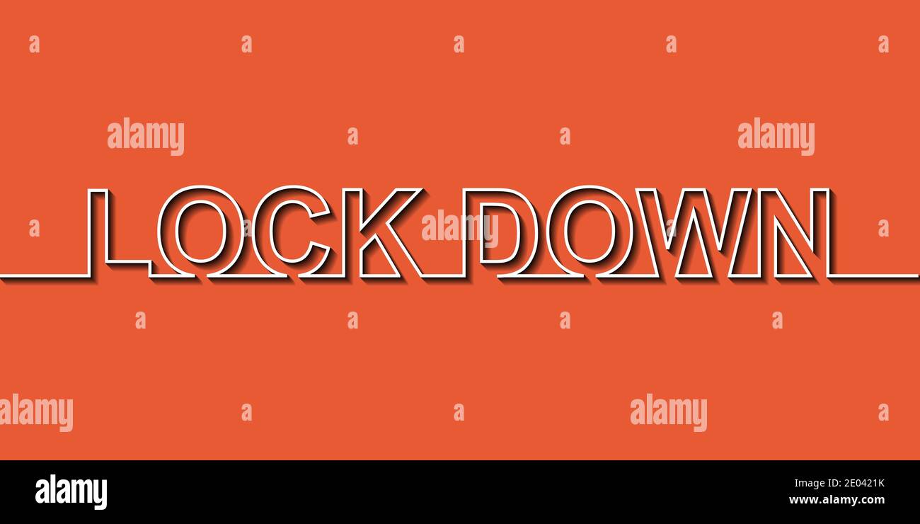Lock down word with one line vector Lock down concept of enhanced quarantine Stock Vector
