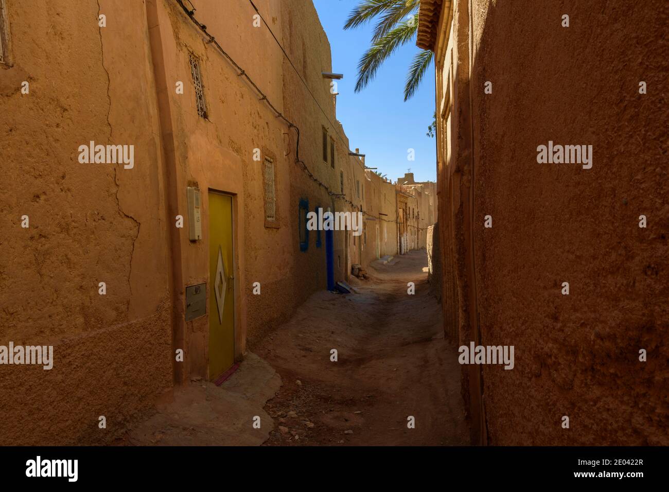 Small street in a  village in the Ziz Valley. Morocco Stock Photo