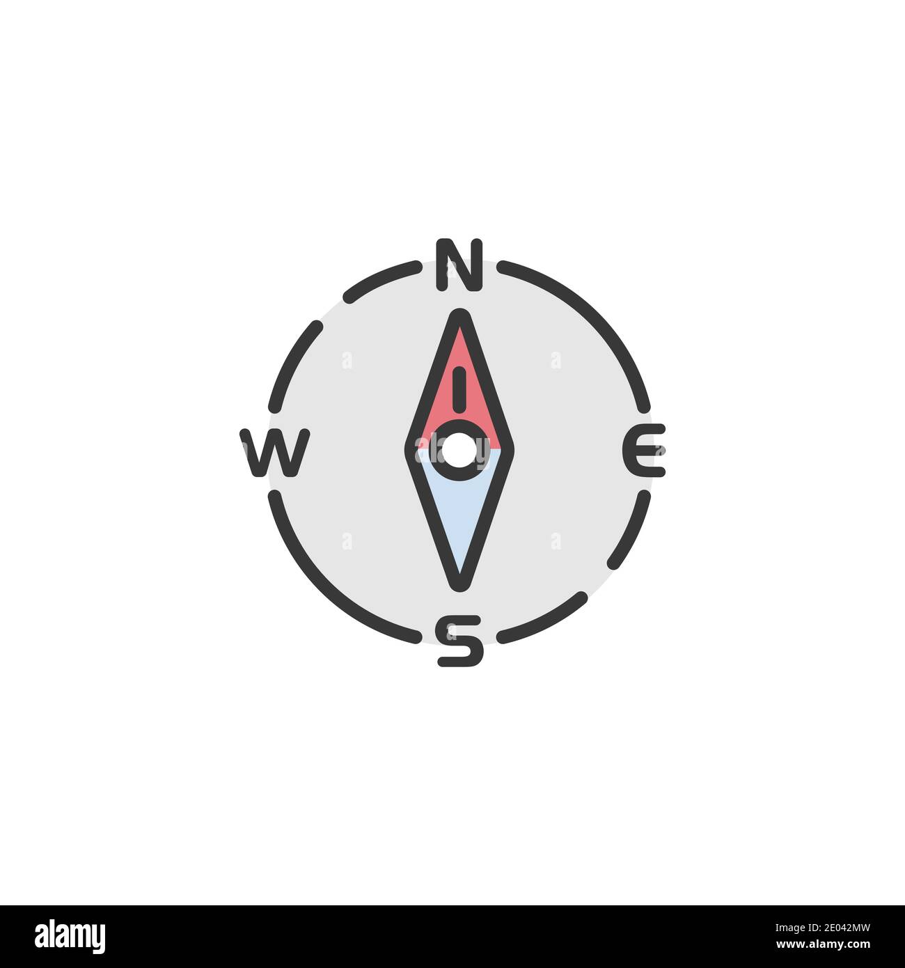 Compass north direction. Filled color icon. Isolated weather vector illustration Stock Vector