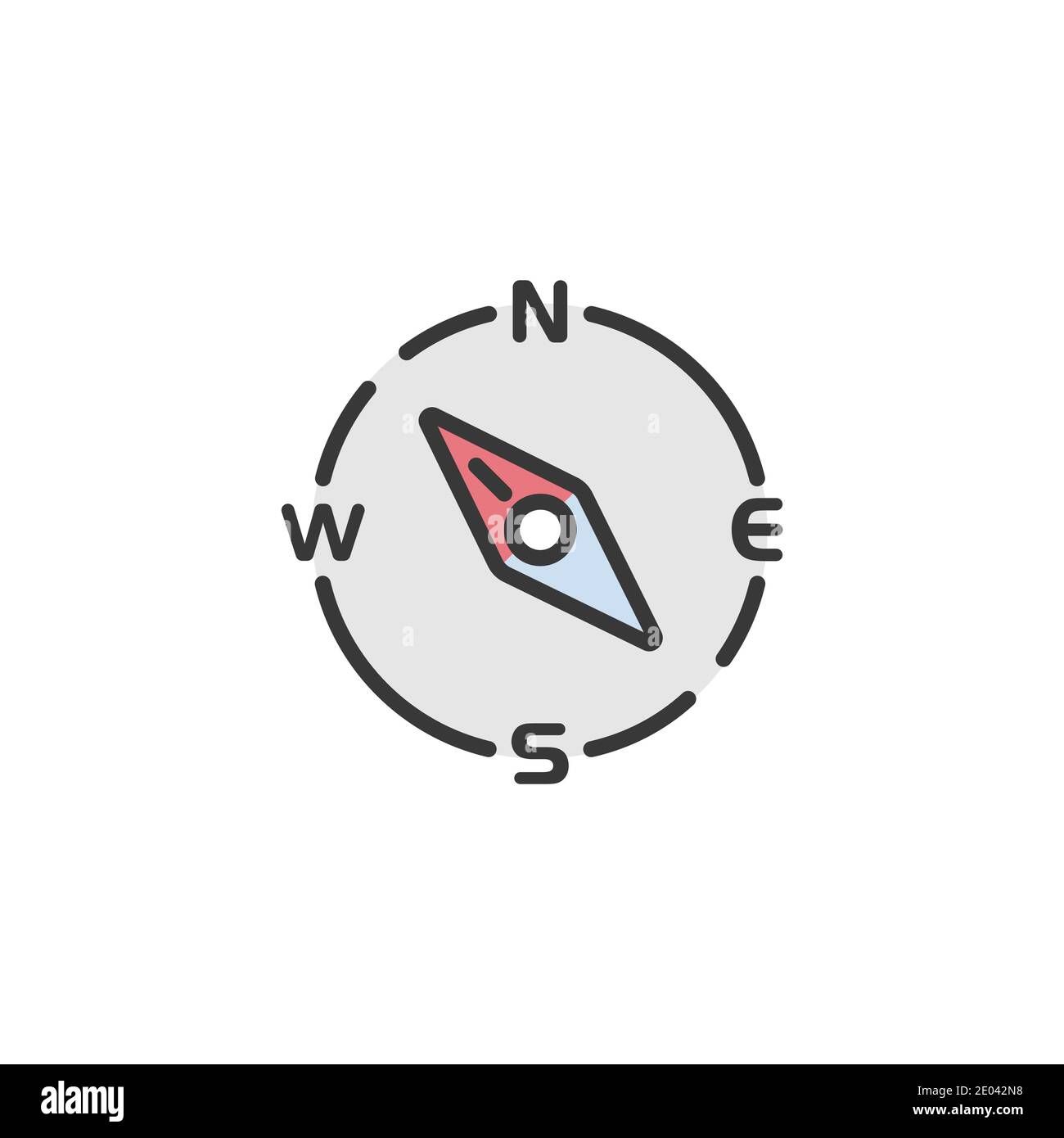 Compass north west direction. Filled color icon. Isolated weather