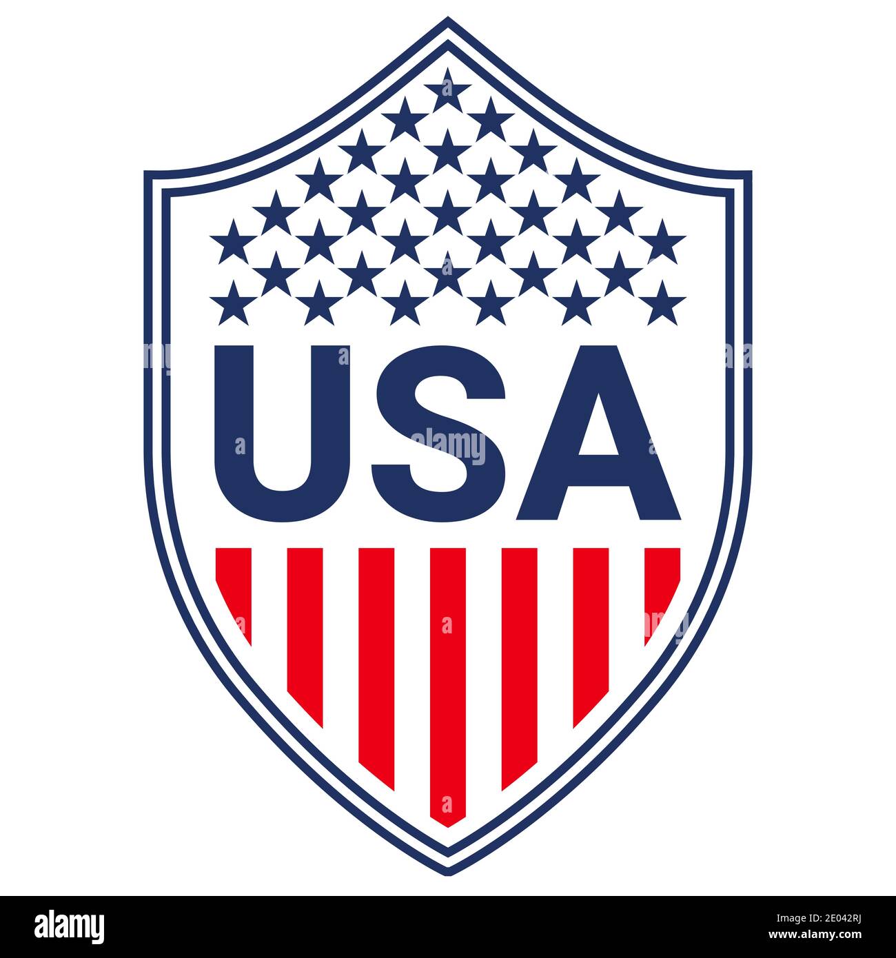 USA badge, independence day badge label, American USA flag element, Patriotic Typography Graphics. Shield design. Fashion Print sportswear apparel, t Stock Vector