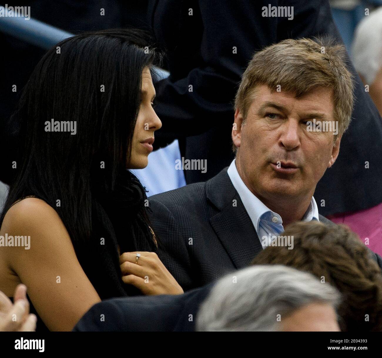 Queens, United States Of America. 11th Sep, 2011. NEW YORK, NY - SEPTEMBER11: Alec Baldwin Hilaria Thomas watches Samantha Stosur of Australia (AUS) defeat American Serena Williams (USA) to win the Woman's Singles Championship on Day 14 of the 2011 U.S. Open Tennis Championships at the USTA Billie Jean King National Tennis Center on September 11, 2011 in the Flushing neighborhood of the Queens borough of New York City. People: Alec Baldwin Hilaria Thomas Credit: Storms Media Group/Alamy Live News Stock Photo