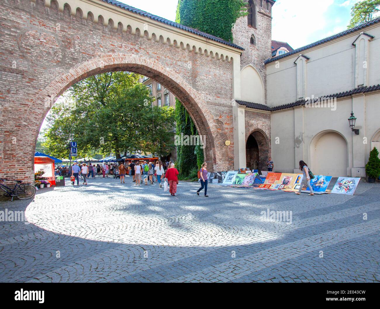 The Sendlinger Tor (translated: Sendling Gate) is a city gate at the southern extremity of the historic old town area of Munich. Stock Photo