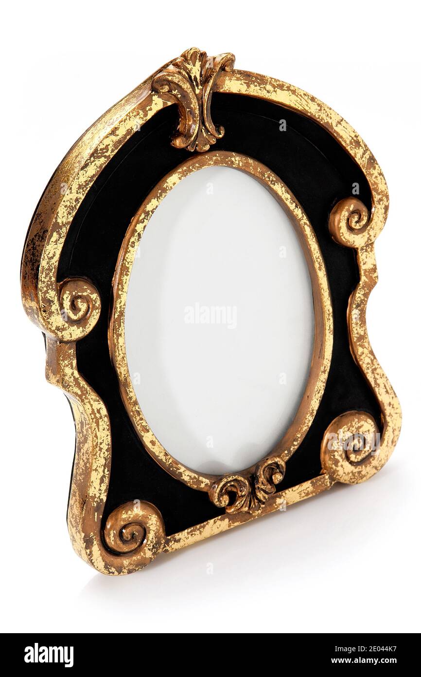 Boutique fancy photo frame. Vintage black art frame with gold