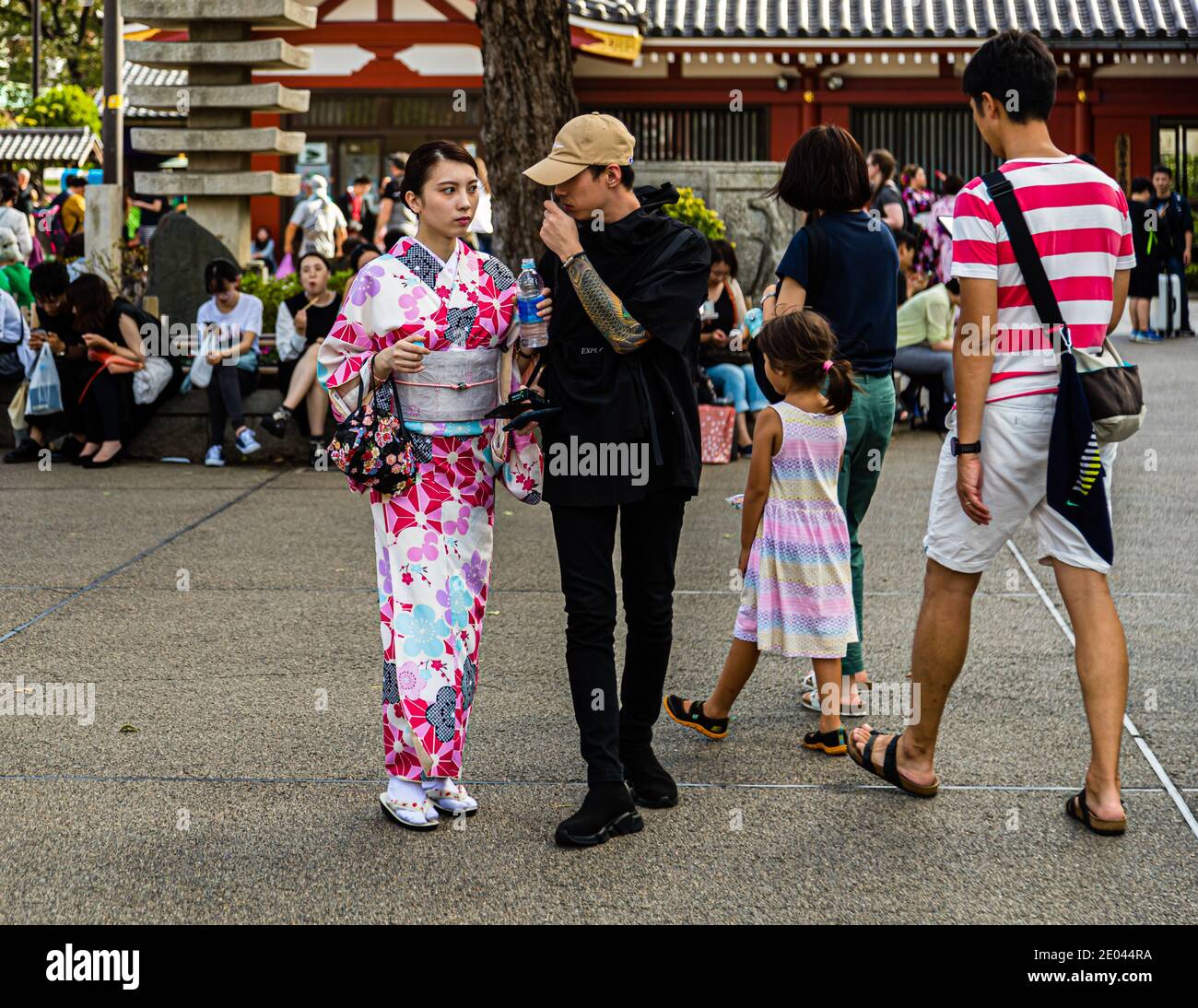 Kimono wearers in Tokyo, Taito, Japan Stock Photo