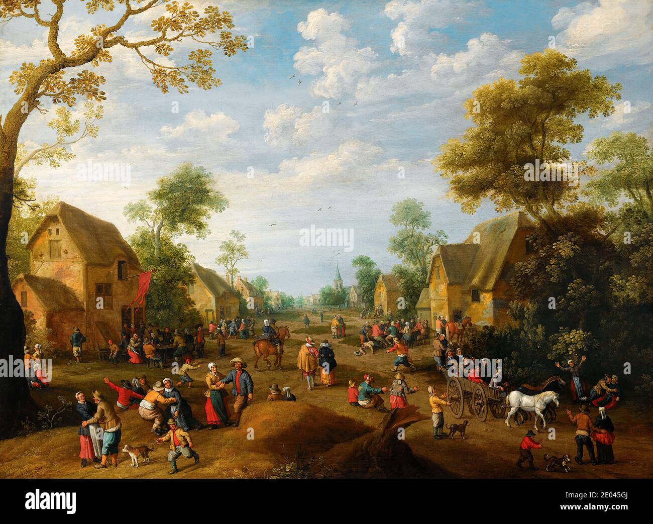 A village kermesse with numerous peasants feasting - Joost Cornelisz Droochsloot, 1628 Stock Photo