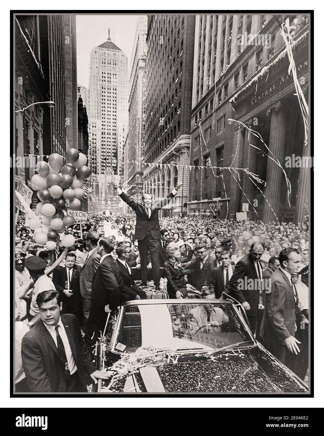 NIXON 1968 Richard Nixon celebrates election victory on LaSalle St, 1968, Chicago.USA Stock Photo