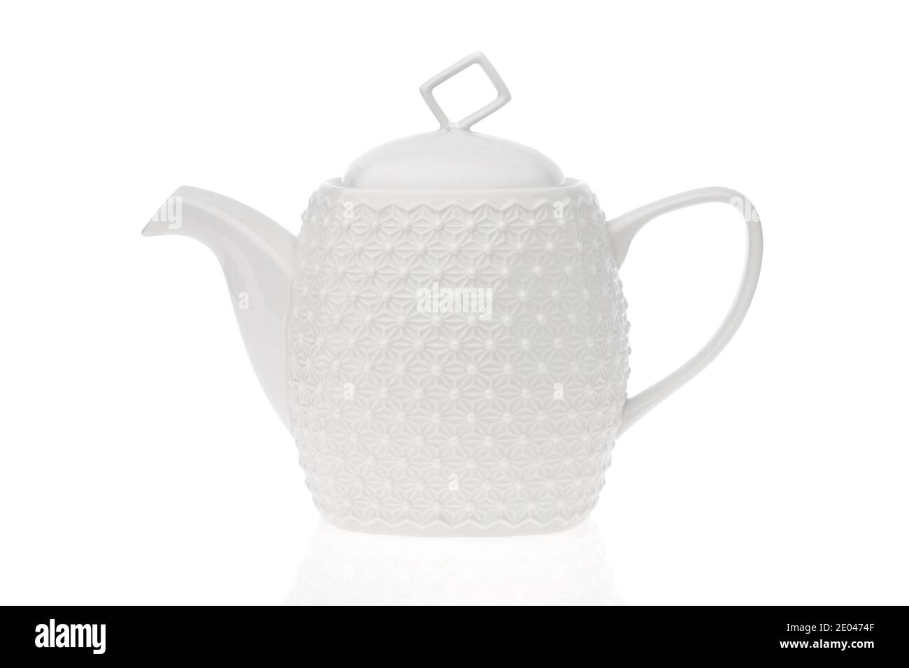 White teapot isolated on white background. Stock Photo