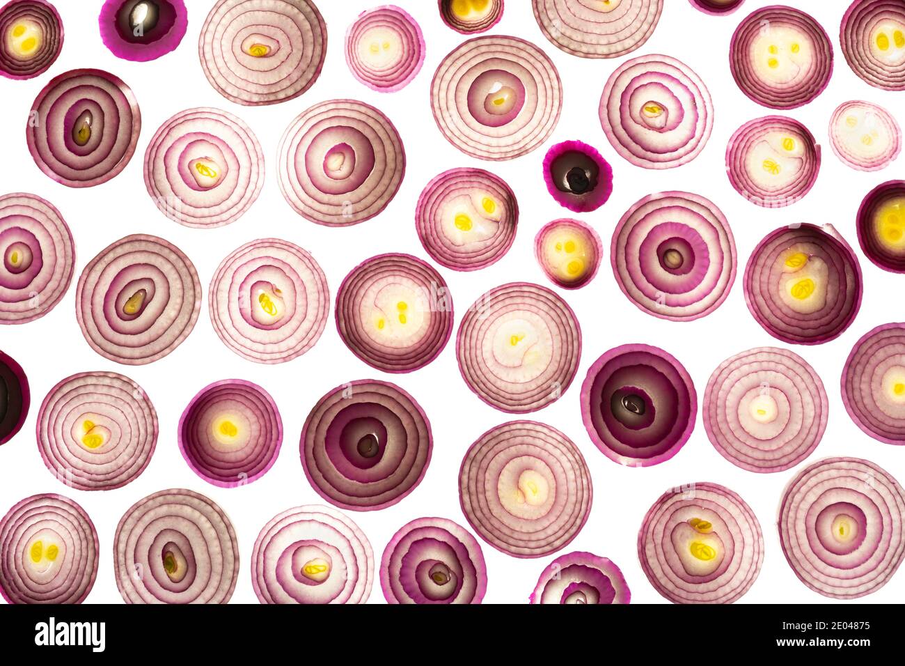 sliced red onions set isolated on white background,top view Stock Photo ...