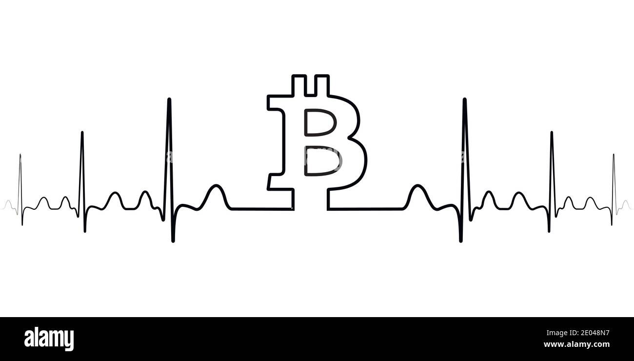 fluctuation in the exchange rate bitcoin illustration, vector fluctuation of bitcoin one line drawing, minimalism art Stock Vector