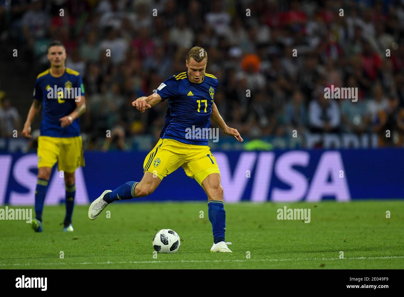 SOCHI, RUSSIA-23 JUNE 2018 Viktor Claesson of Sweden during the Russia 2018 World Cup Group F football match between Germany and Sweden Stock Photo