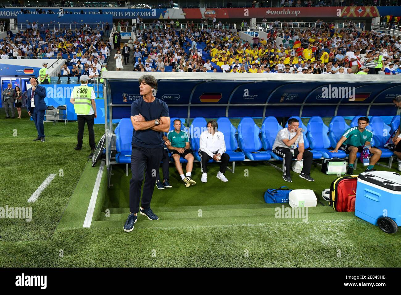 SOCHI, RUSSIA-23 JUNE 2018 Coach Joachim Loew of Germany during the Russia 2018 World Cup Group F football match between Germany and Sweden Stock Photo