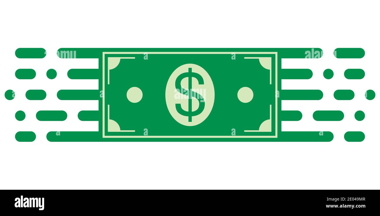 Sign symbol investment, dollar money bill in financial movement, vector symbol of money turnover. Business management and investments, fast moving Stock Vector