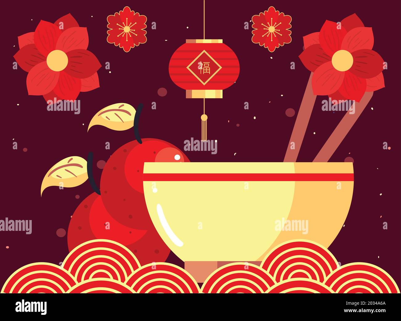 Chinese new year 2021 rice bowl oranges and flowers design, China