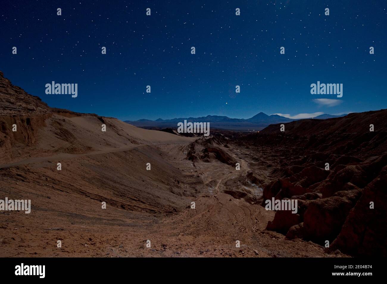 Moon valley at night, Atacama Desert, Chile Stock Photo
