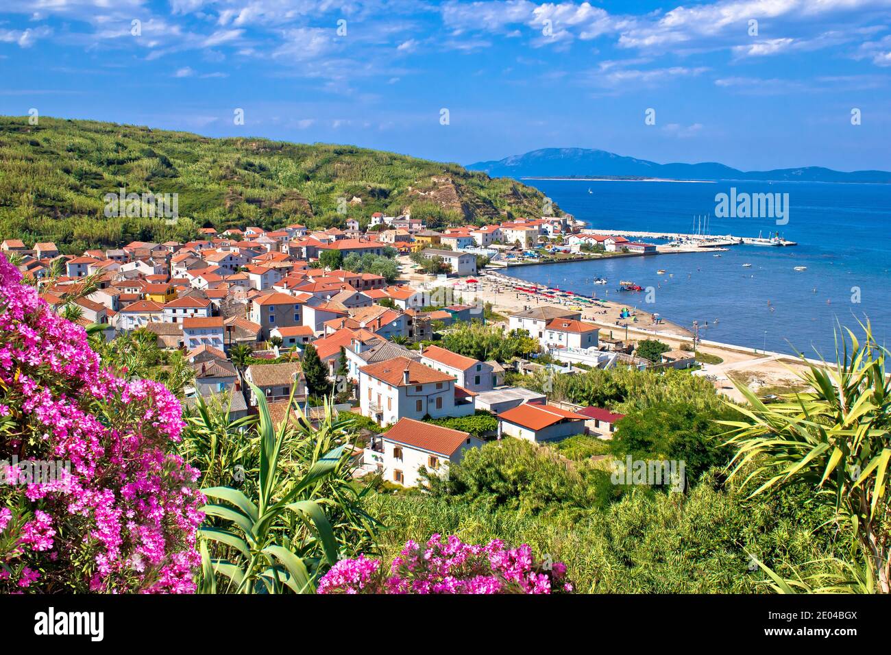 Sand island of Susak beach and coastline colorful nature view, Kvarner archipelago of Croatia Stock Photo
