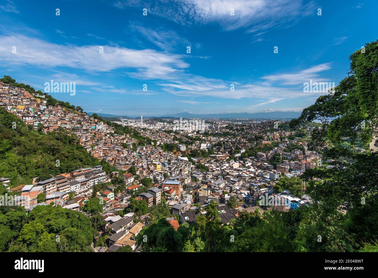 Aerial View of Rio de Janeiro Slums on the Hills Stock Photo