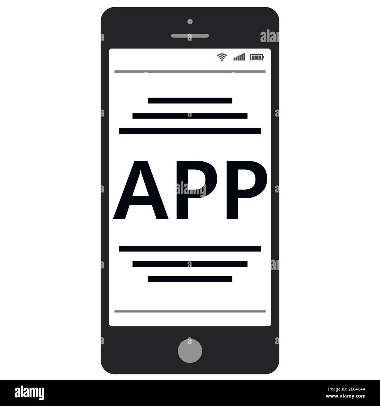 Smartphone word APP on monitor, vector symbol sign mobile Application Stock Vector